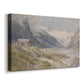 Canvas art print featuring a pastoral mountain scene with figures tending livestock, displayed at an angle