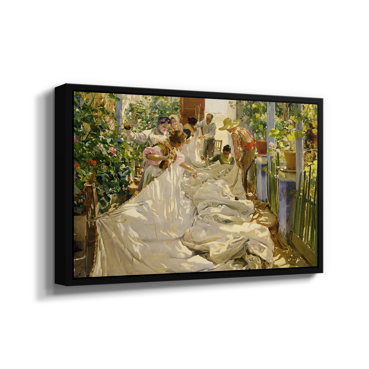 Sewing the Sail, 1896 - Floater Framed Canvas Print