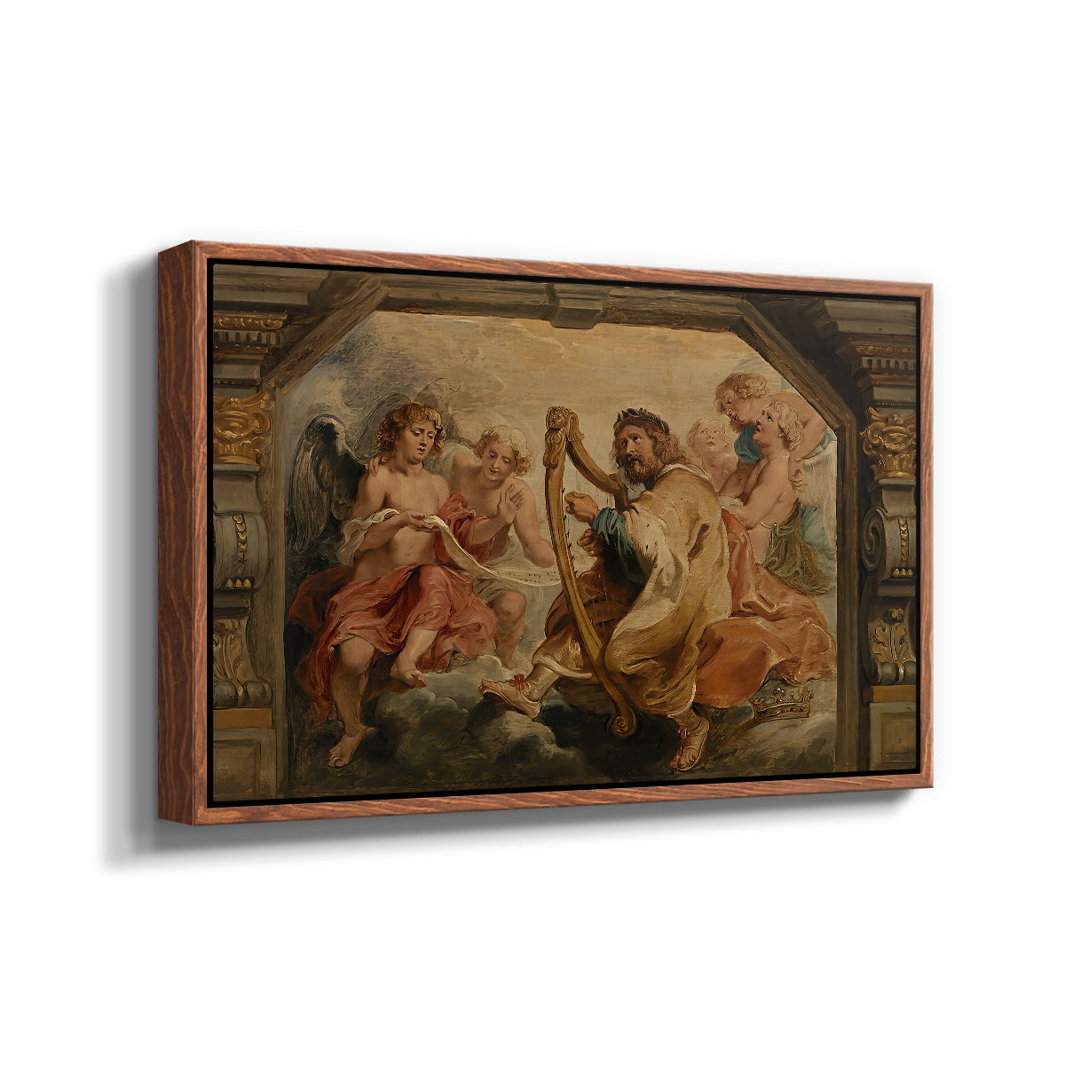 King David Playing the Harp, c. 1627-1628 - Floater Framed Canvas Print