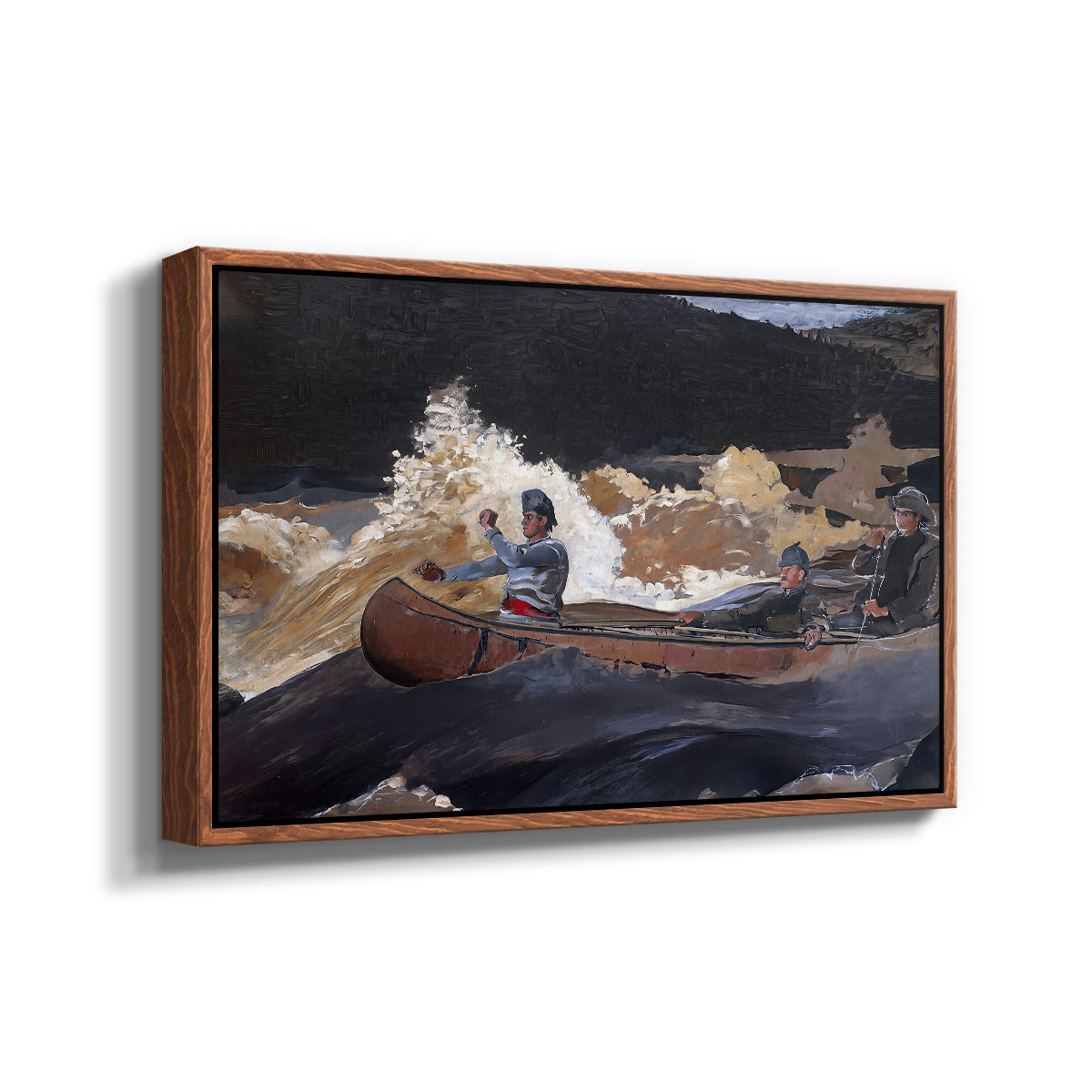 Shooting the Rapids, Saguenay River, 1905-1910 - Floater Framed Canvas Print