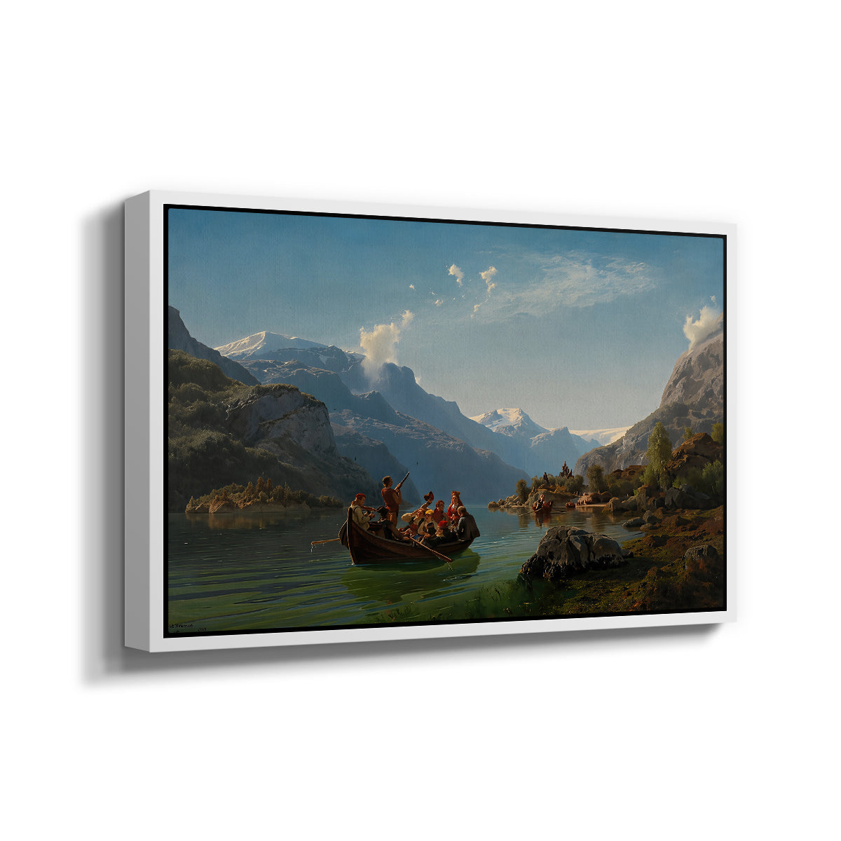Bridal Procession on the Hardangerfjord, 1848 - Floater Framed Canvas Print