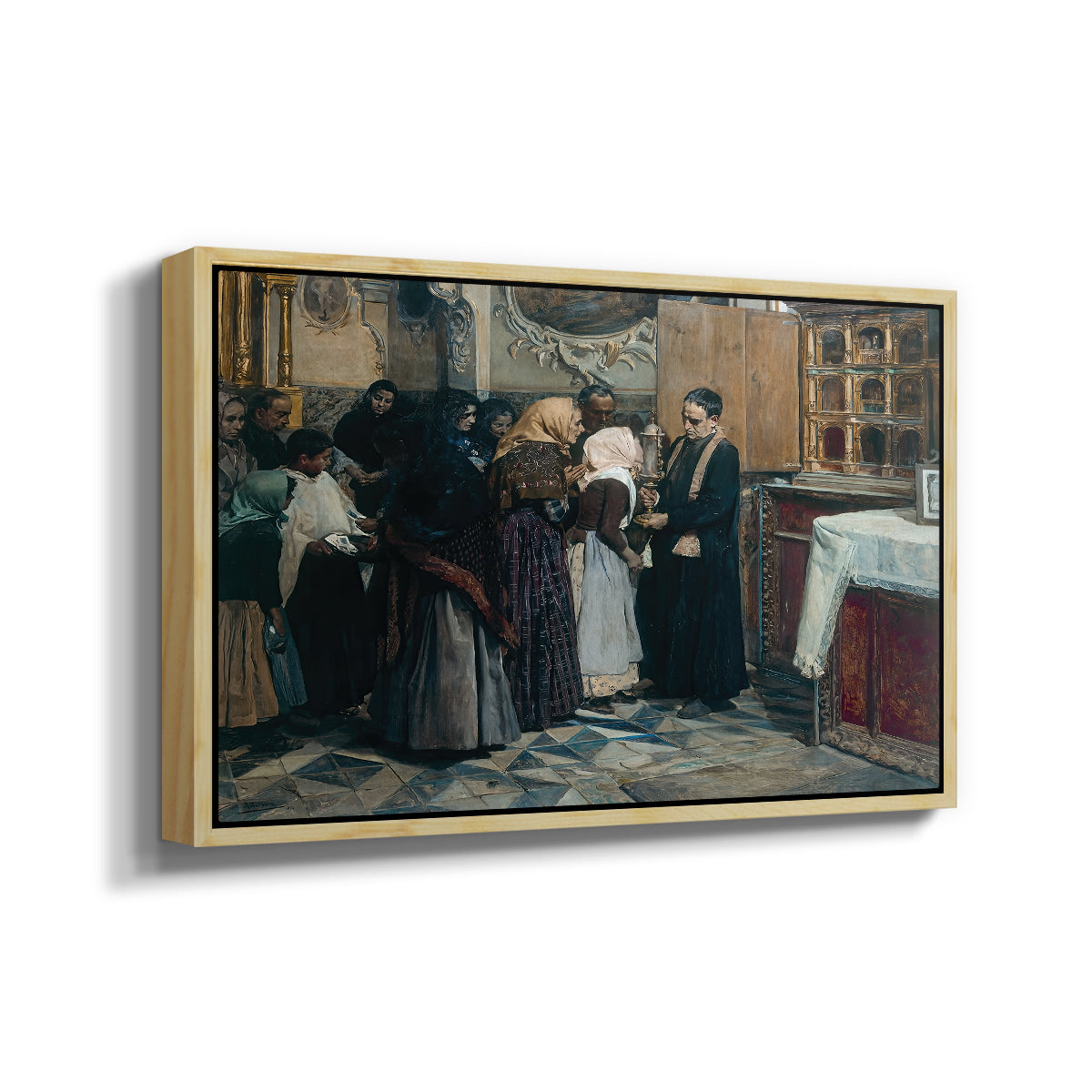Kissing the Relic, 1893 - Floater Framed Canvas Print