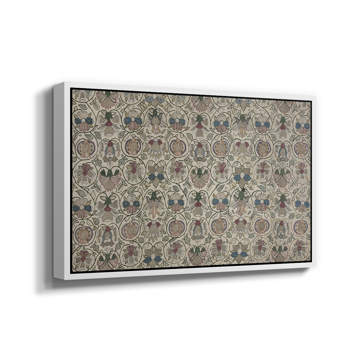 Long Cushion Cover (Printed Textile), c. 1600 - Floater Framed Canvas Print