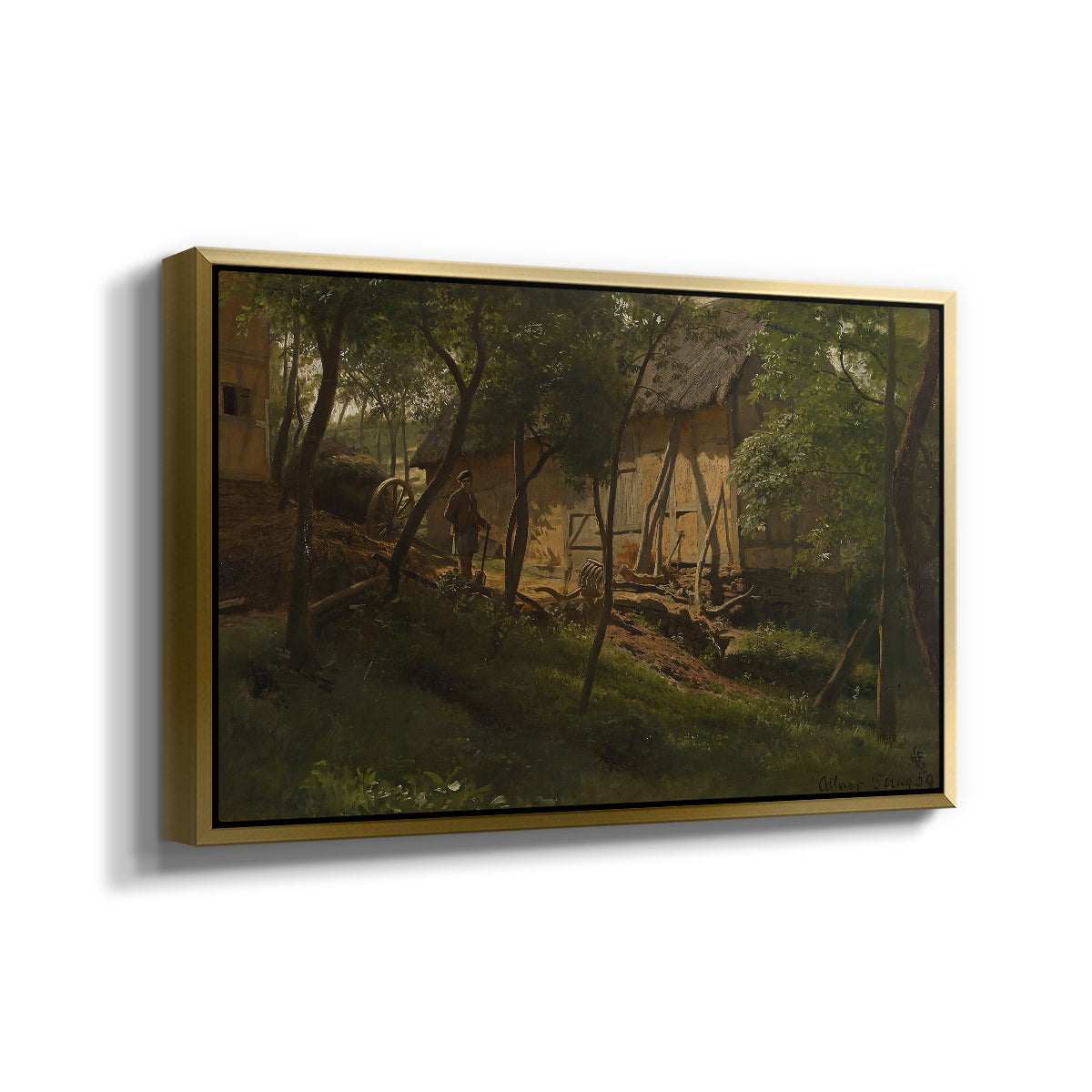 German Farm, 1859 - Floater Framed Canvas Print