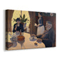 Canvas art print featuring a domestic dining scene in dotted texture, displayed at an angle