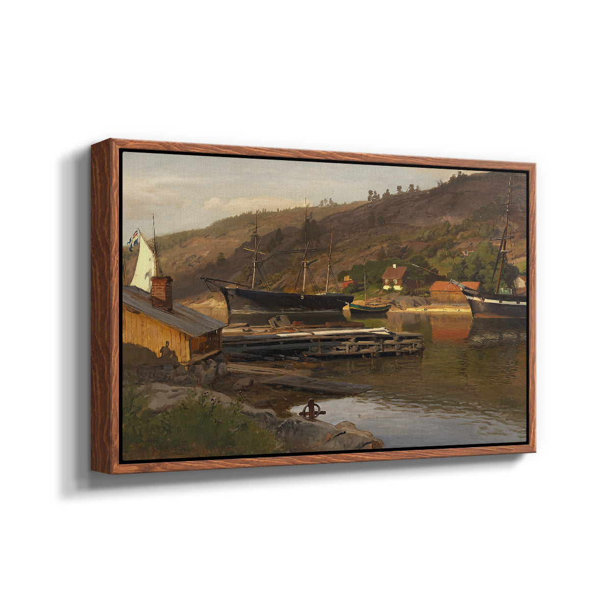 Landingsbrygge Husvik, Drøbak, 1875 - Floater Framed Canvas Print