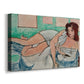 Canvas art print featuring an expressive interior with a reclining woman on a patterned surface, displayed at an angle