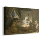 Canvas art print featuring a Rococo family scene with soft lighting and interaction, displayed at an angle