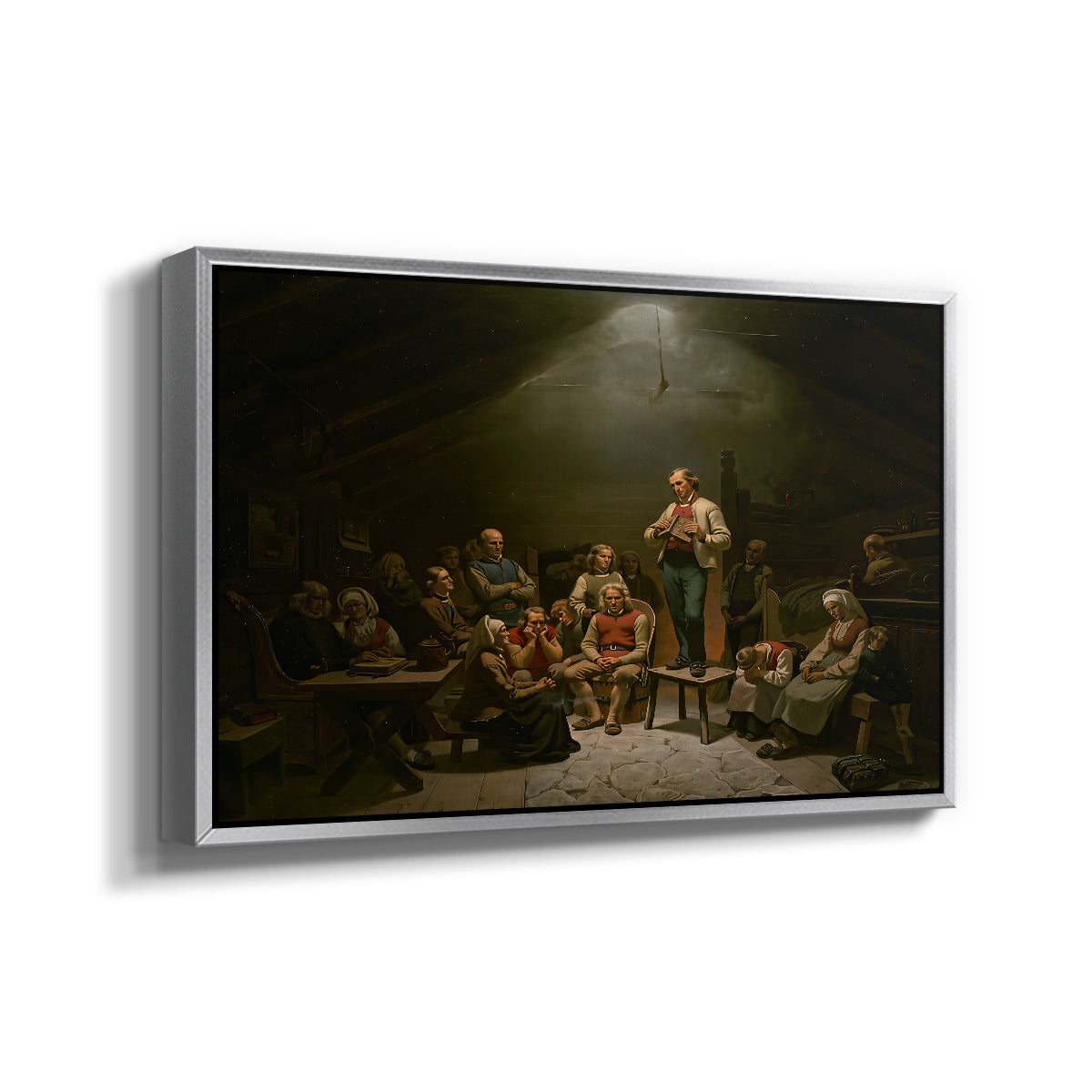 Low Church Devotion (Haugianerne), 1848 - Floater Framed Canvas Print