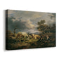 Canvas art print featuring a pastoral scene with figures in countryside, displayed at an angle