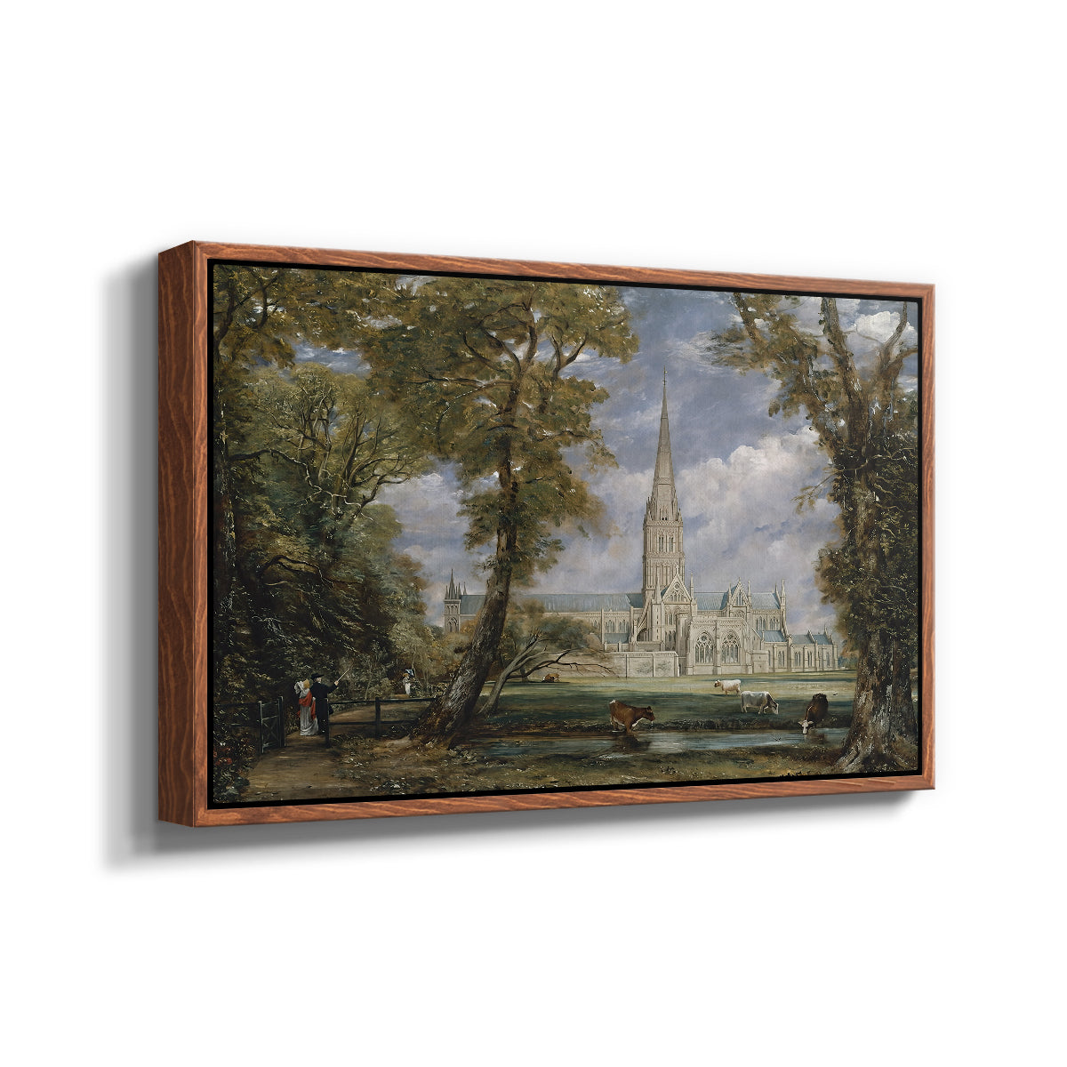 Salisbury Cathedral from the Bishop's Grounds, c. 1825 - Floater Framed Canvas Print