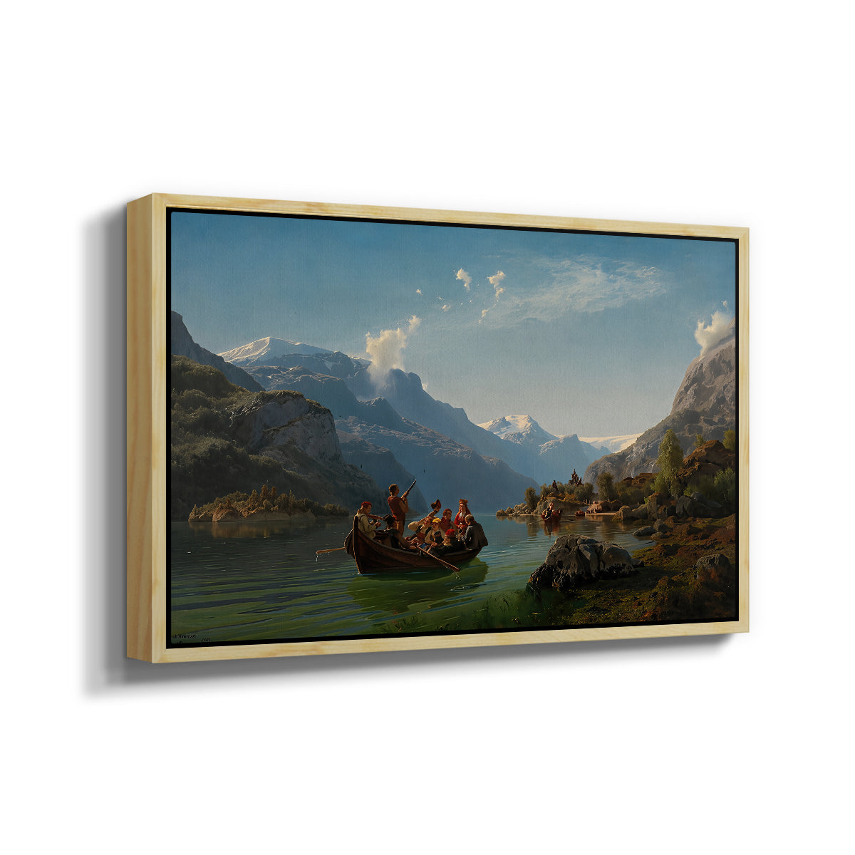 Bridal Procession on the Hardangerfjord, 1848 - Floater Framed Canvas Print