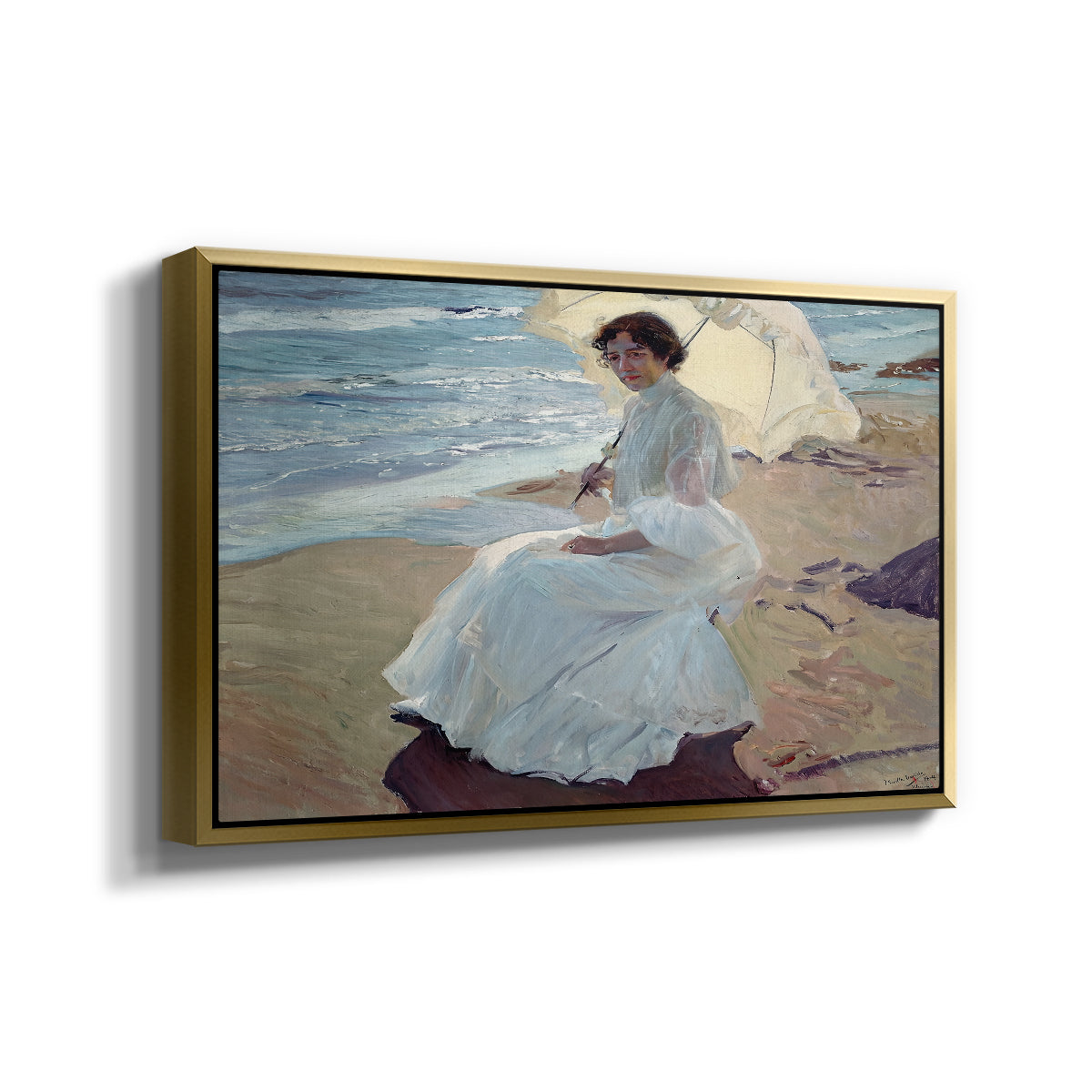 Clotilde on the Beach, 1904 - Floater Framed Canvas Print