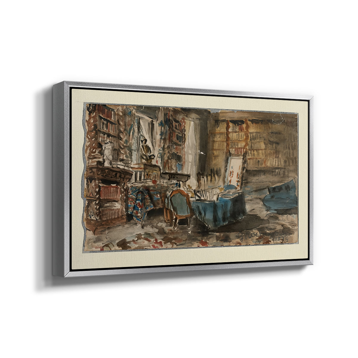 Cabinet de Flaubert à Croisset, 1874 - Floater Framed Canvas Print