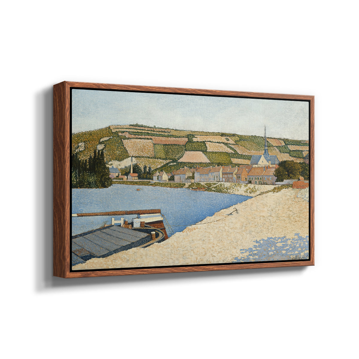 The Riverbank, Les Andelys, 1886 - Floater Framed Canvas Print