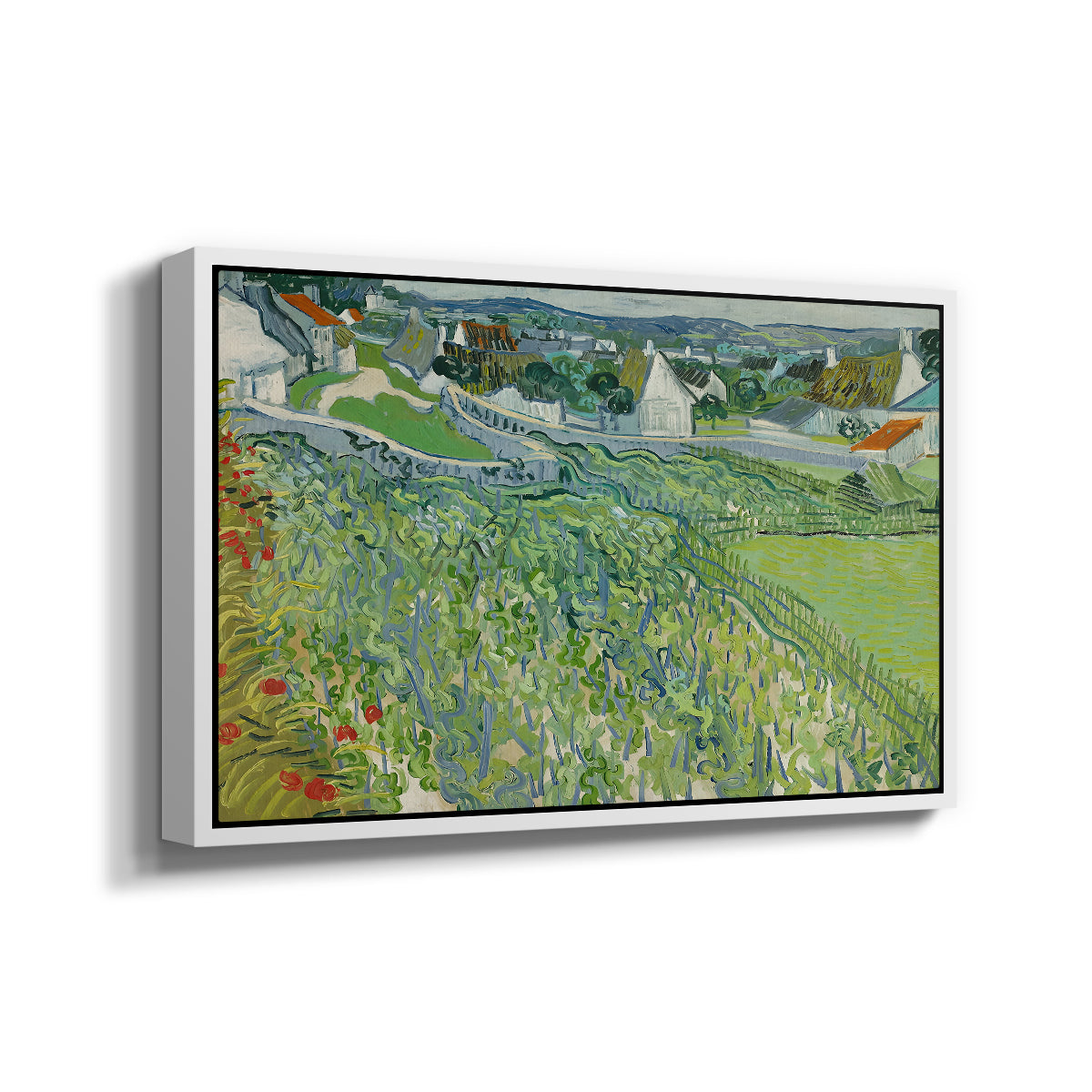 Vineyards at Auvers, 1890 - Floater Framed Canvas Print