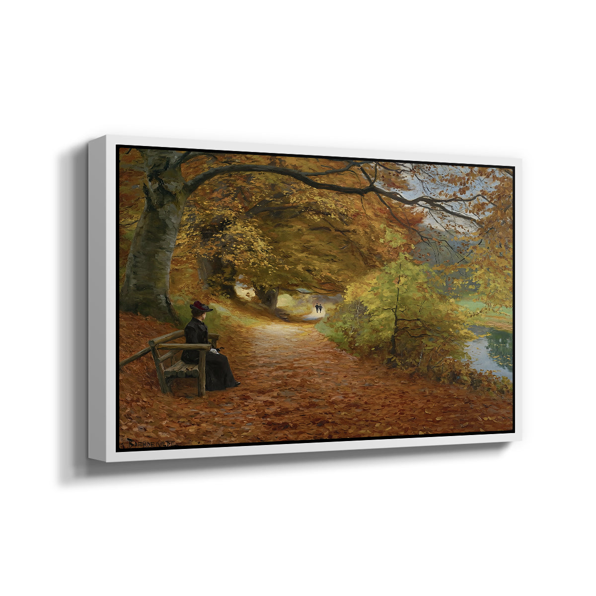 A Wooded Path in Autumn, 1902 - Floater Framed Canvas Print