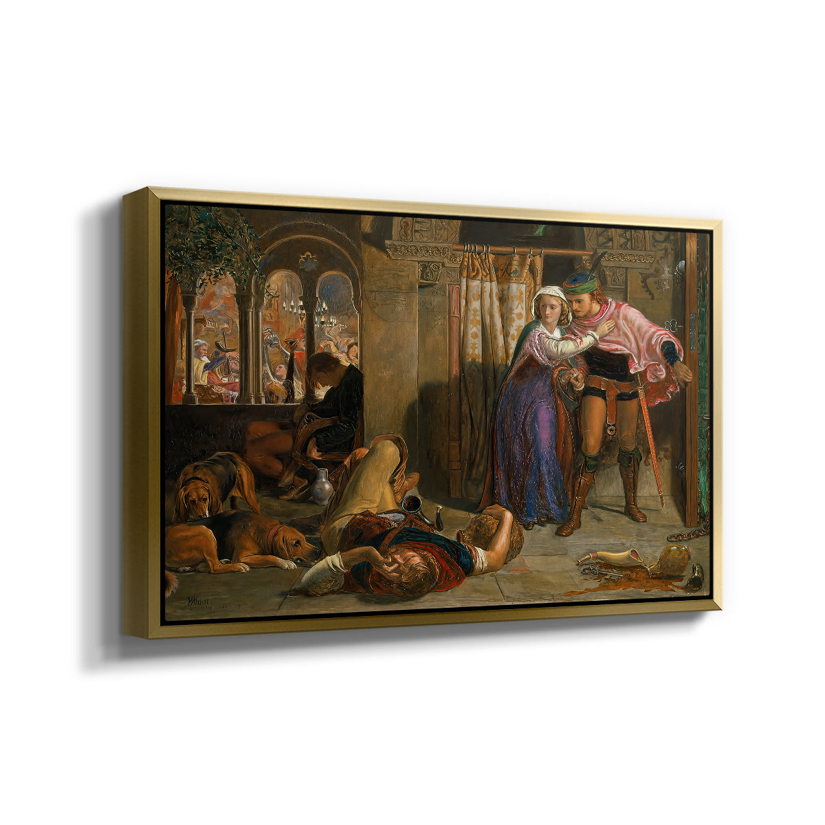 The Flight of Madeline and Porphyro, 1848 - Floater Framed Canvas Print