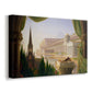 Canvas art print featuring a grand architectural fantasy with multiple historical structures in unified composition, displayed at an angle