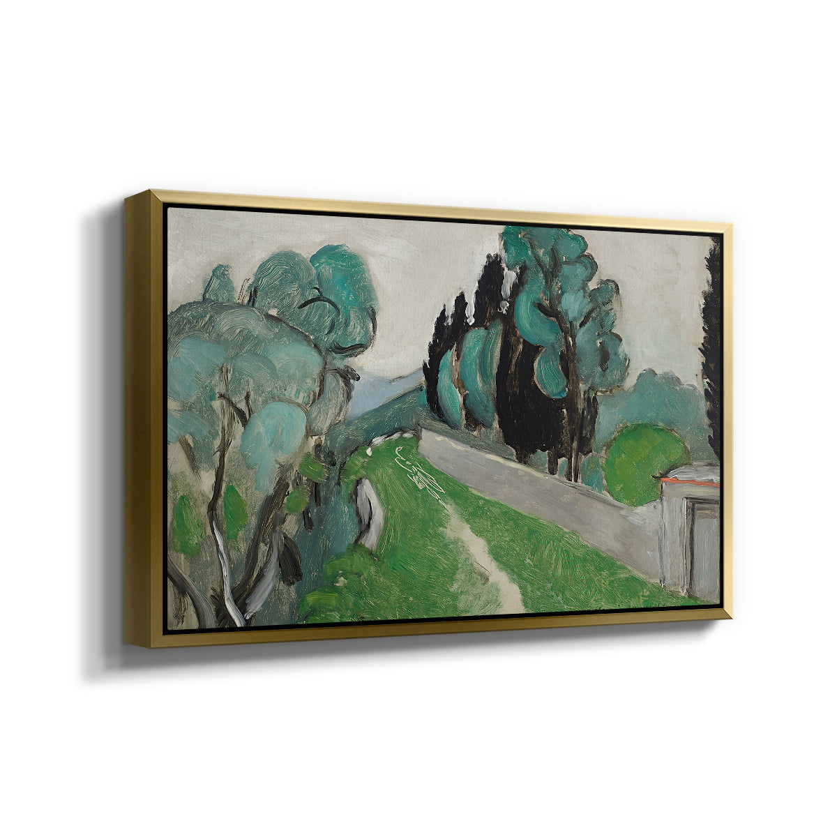 Landscape with Cypresses and Olive Trees near Nice, c. 1918 - Floater Framed Canvas Print