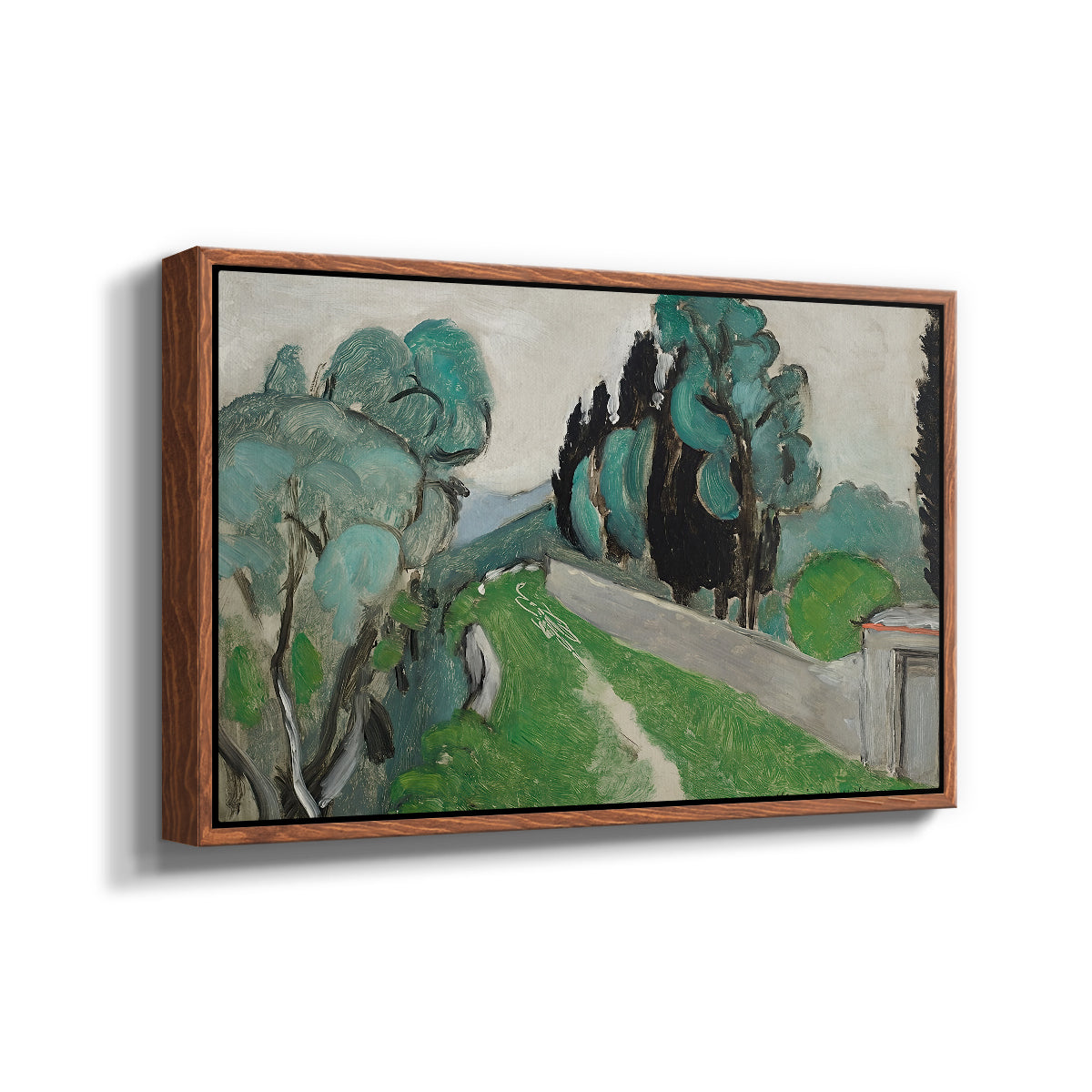 Landscape with Cypresses and Olive Trees near Nice, c. 1918 - Floater Framed Canvas Print