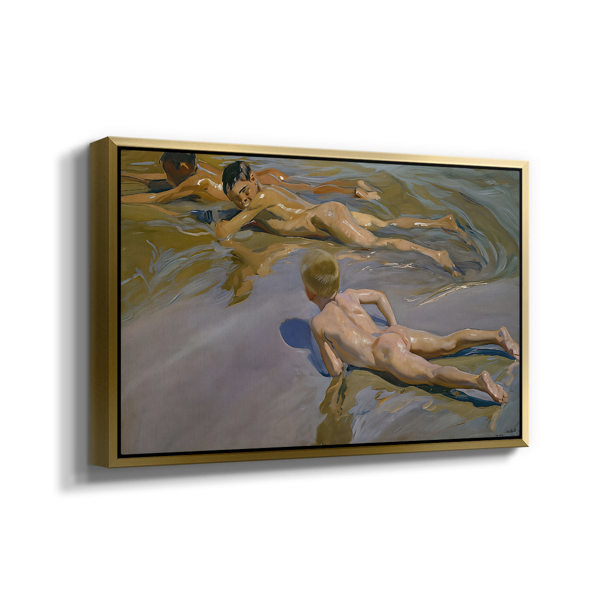 Boys on the Beach, 1910 - Floater Framed Canvas Print