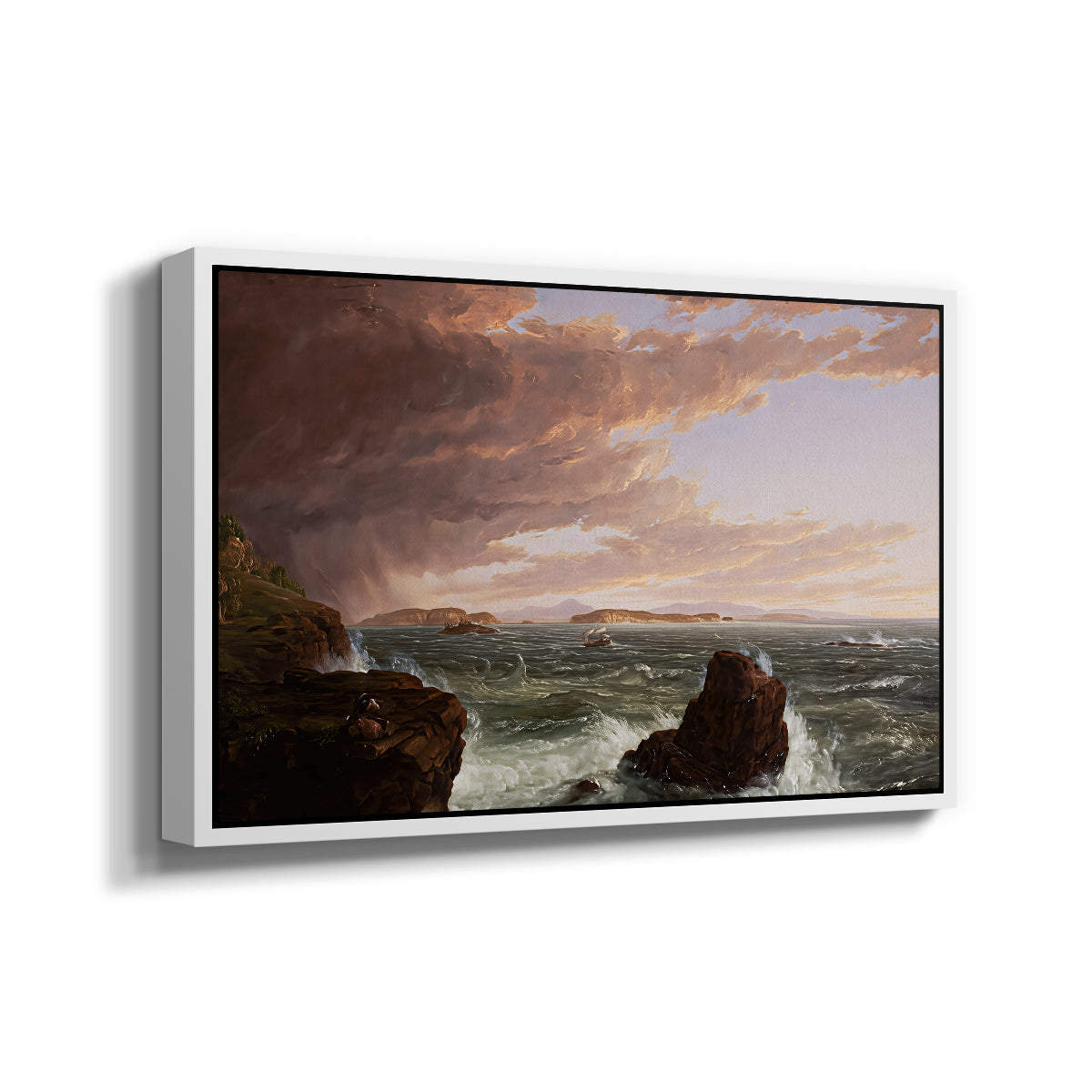 Views Across Frenchman's Bay from Mt. Desert Island, After a Squall, 1845 - Floater Framed Canvas Print