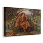 Canvas art print featuring a dramatic allegory of suffering with figure engulfed in fiery environment, displayed at an angle