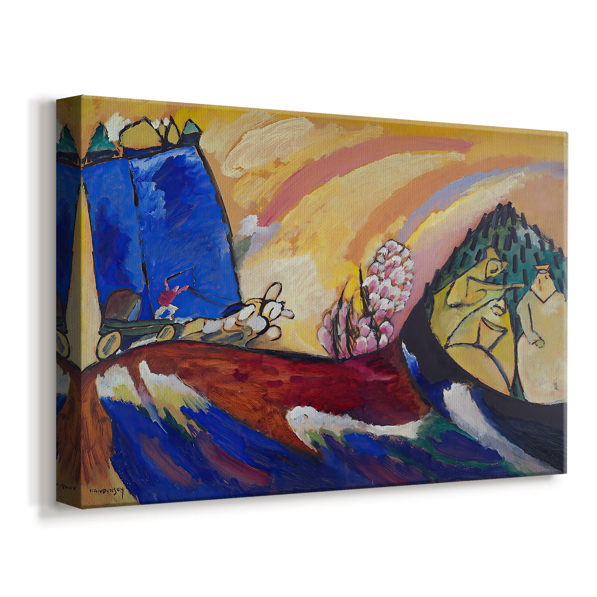 Canvas art print featuring an expressive composition referencing motion of a troika through fragmented forms, displayed at an angle