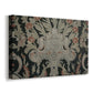 Canvas art print featuring a textile design combining organic shapes and patterned background, displayed at an angle