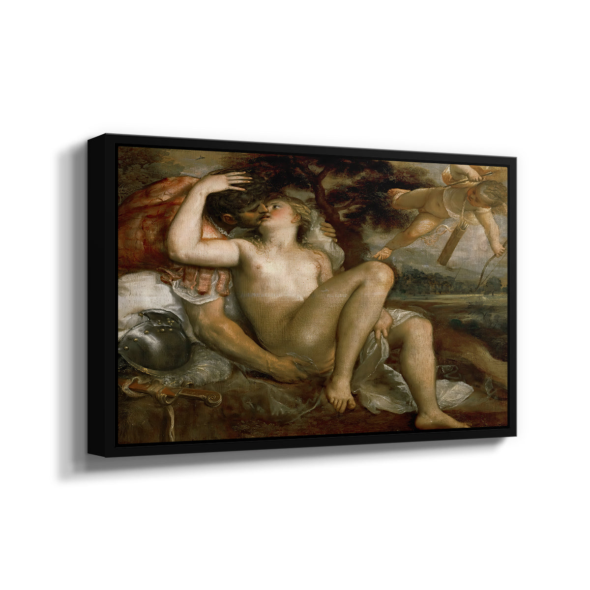 Mars, Venus and Cupid, c. 1530 - Floater Framed Canvas Print