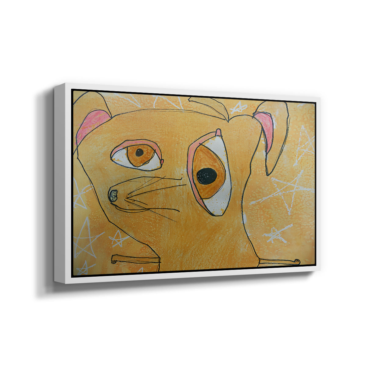 Cubist Dog with Stars (Student Art) - Floater Framed Canvas Print