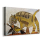 Canvas art print featuring a surreal animal scene depicting predator and prey interaction, displayed at an angle