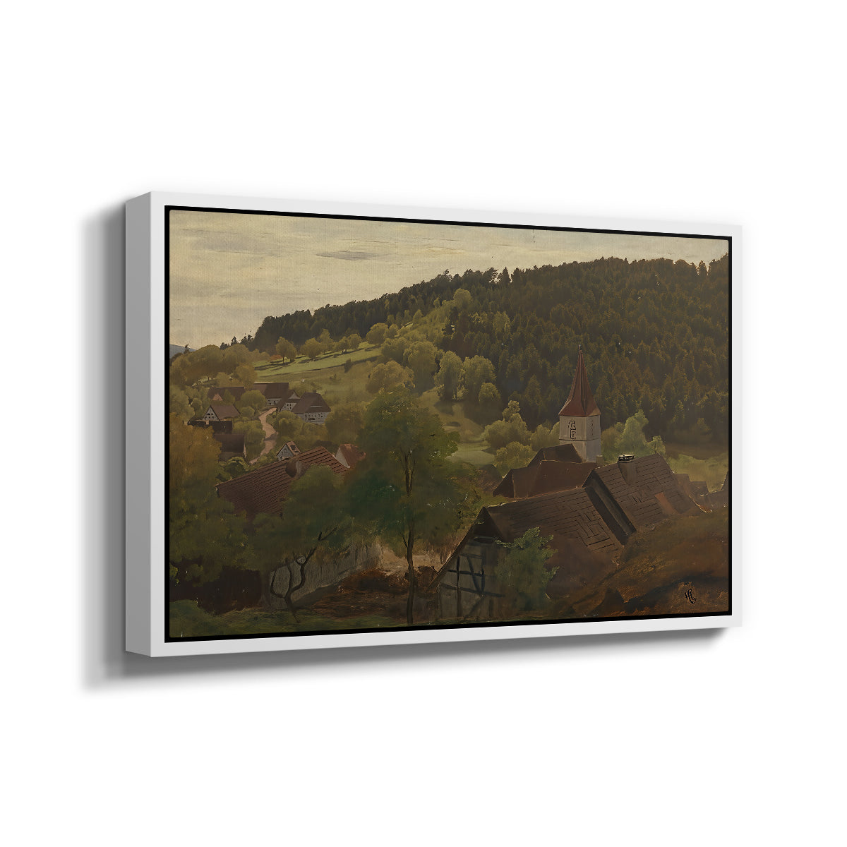 Landscape from Ebersteinburg in Baden, 1876 - Floater Framed Canvas Print