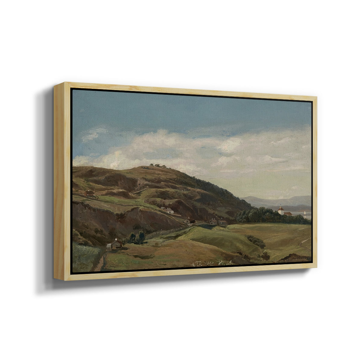 Ekeberg and Oslo Church, 1852 - Floater Framed Canvas Print