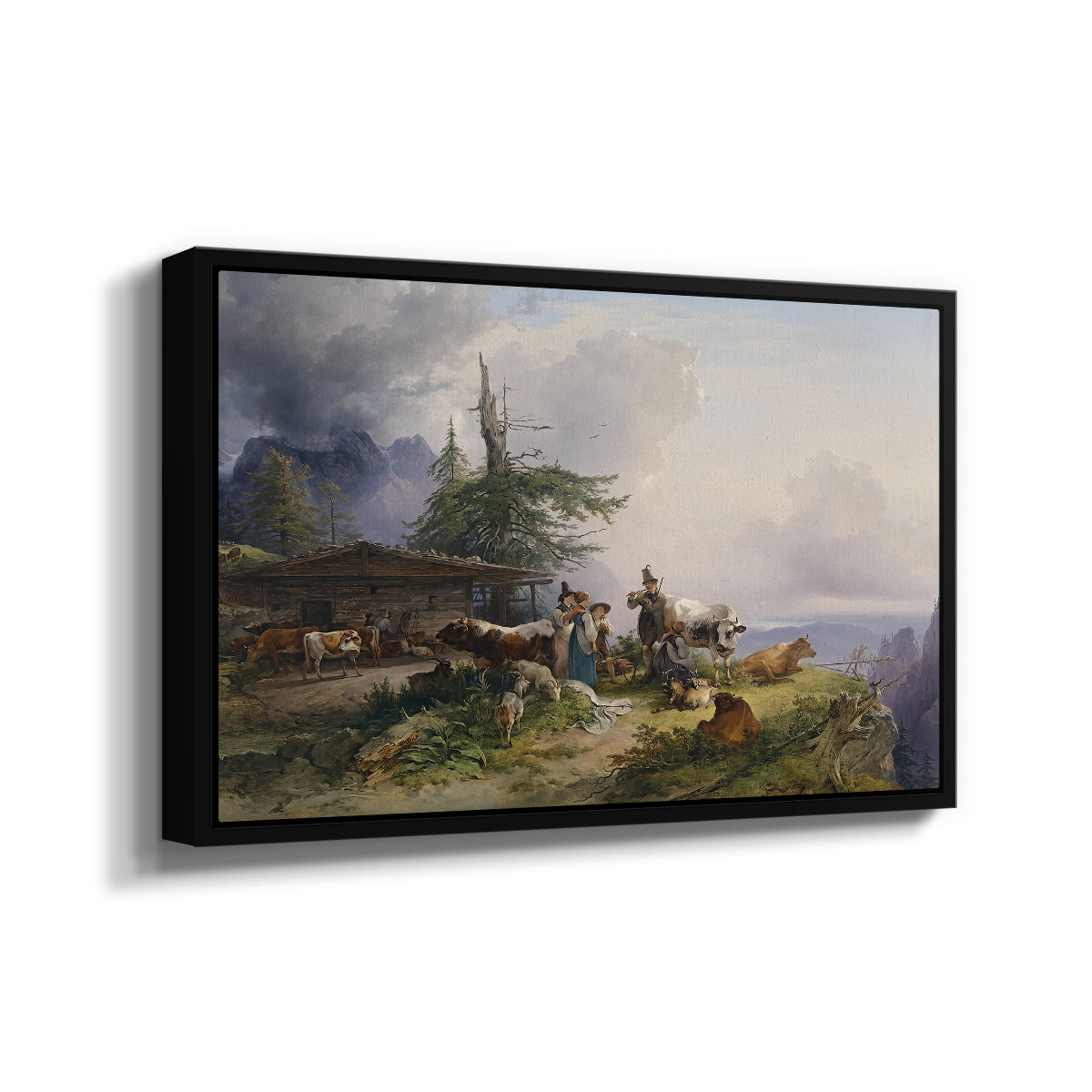 An Alpine Farm on the Untersberg, 1835 - Floater Framed Canvas Print