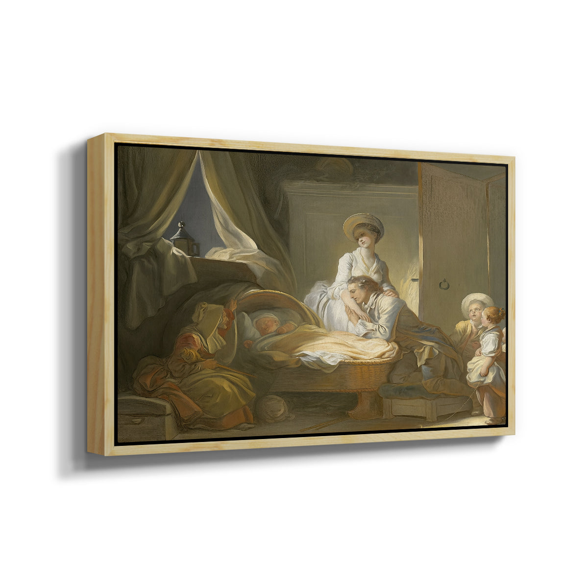 The Visit to the Nursery, c. 1775 - Floater Framed Canvas Print