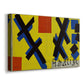 Canvas art print featuring a modernist cover design with geometric elements and contrast, displayed at an angle