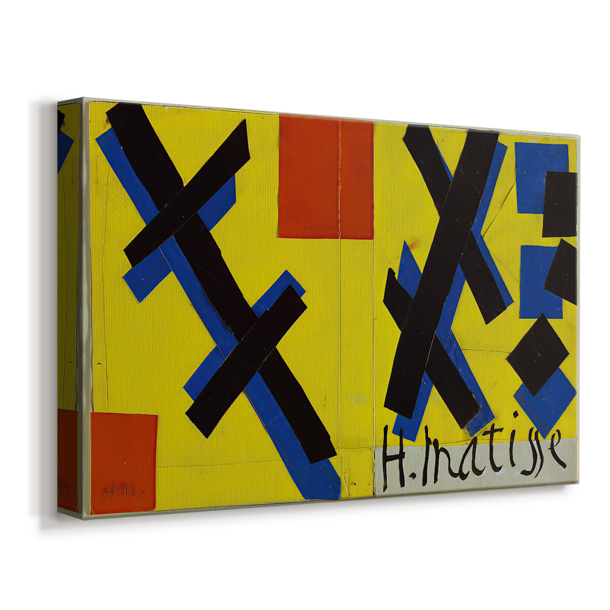 Canvas art print featuring a modernist cover design with geometric elements and contrast, displayed at an angle