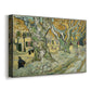 Canvas art print featuring an outdoor scene with figures working beneath spreading tree canopy, displayed at an angle