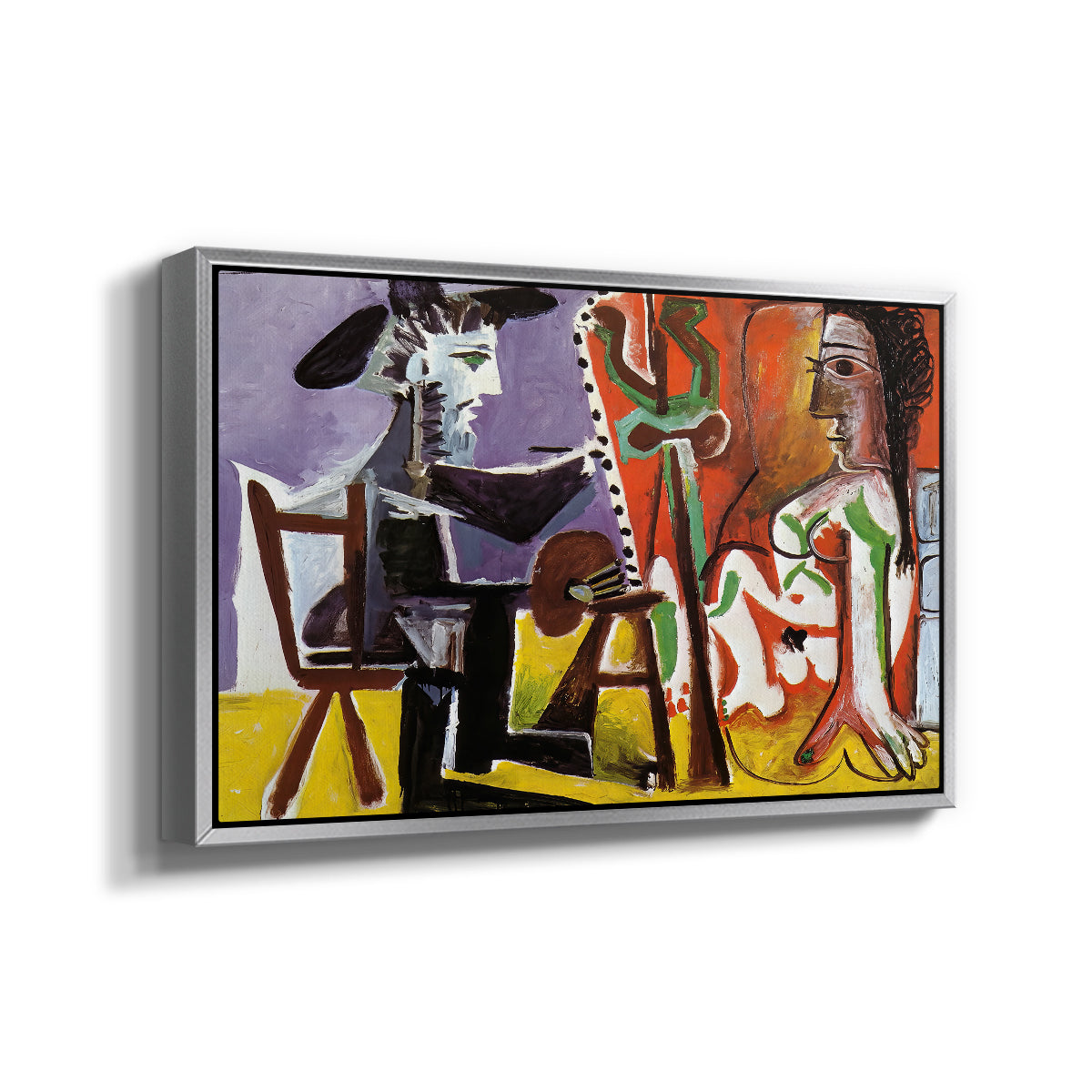 The Painter and His Model, 1963 - Floater Framed Canvas Print