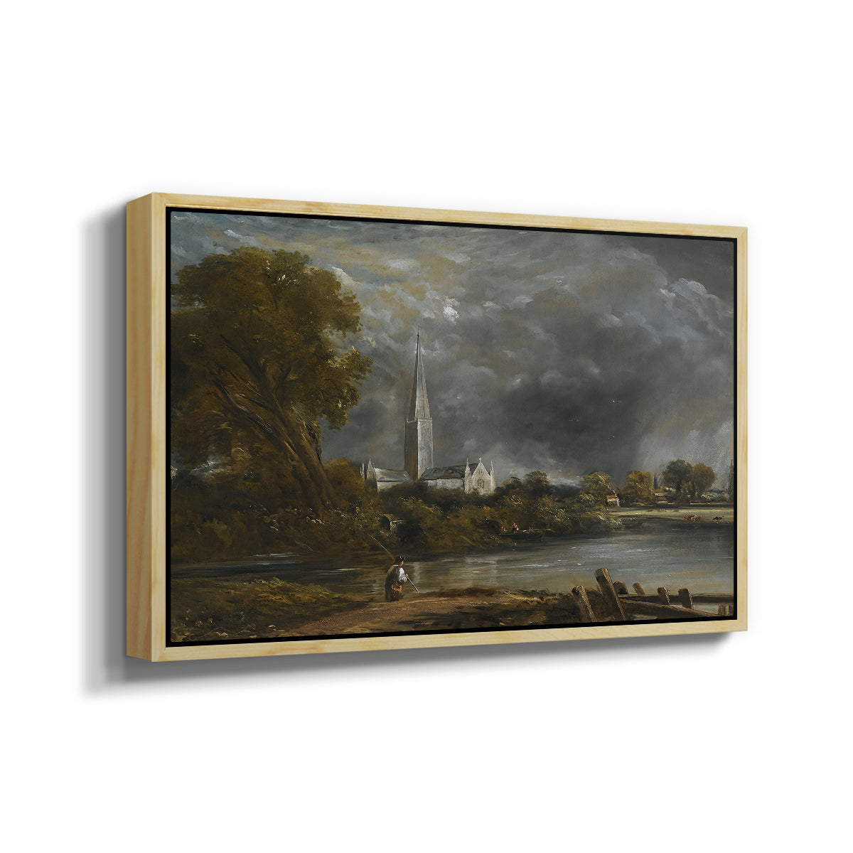 Salisbury Cathedral from the Meadows, c. 1831 - Floater Framed Canvas Print