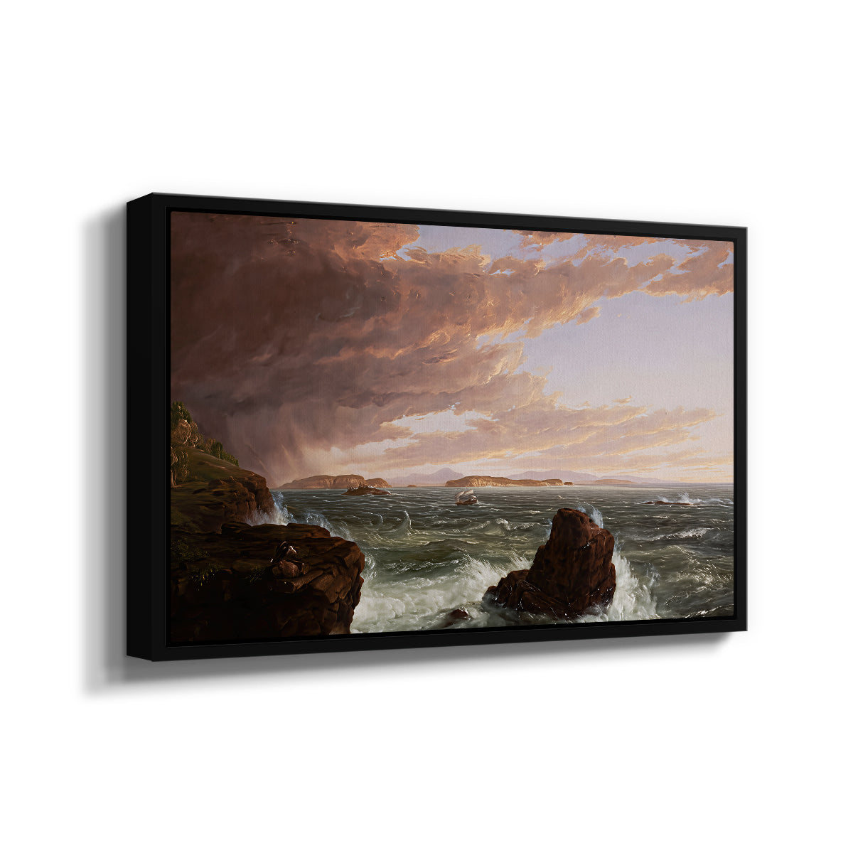Views Across Frenchman's Bay from Mt. Desert Island, After a Squall, 1845 - Floater Framed Canvas Print
