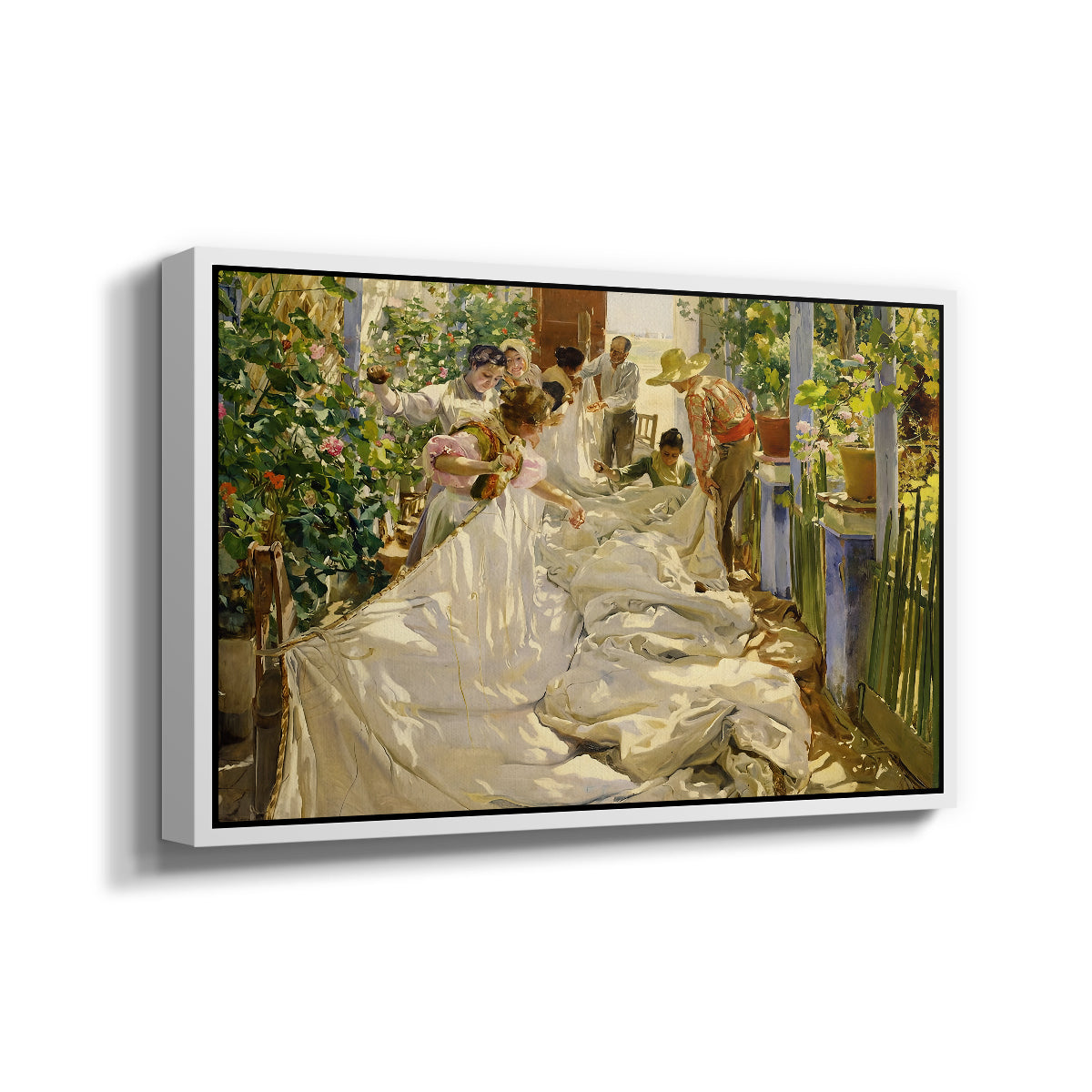 Sewing the Sail, 1896 - Floater Framed Canvas Print