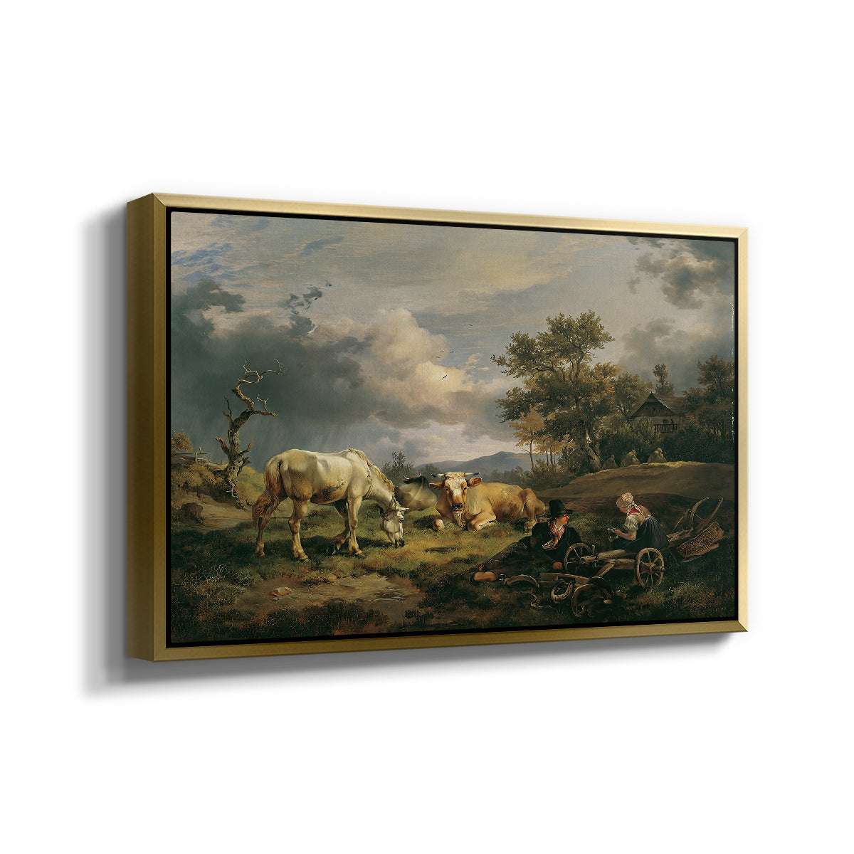 Young Peasant Couple Resting in the Field, 1829 - Floater Framed Canvas Print