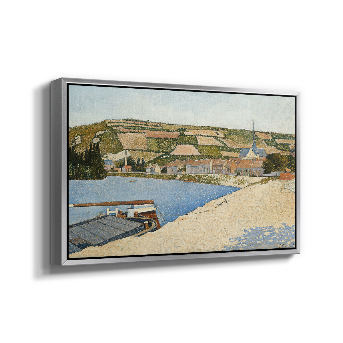 The Riverbank, Les Andelys, 1886 - Floater Framed Canvas Print