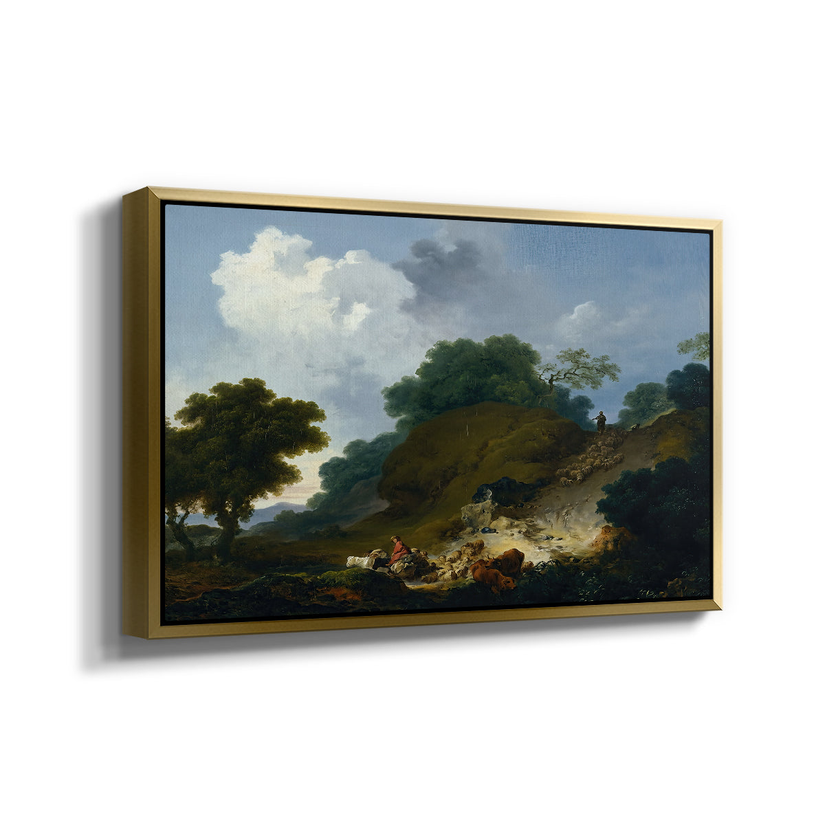 Landscape with Shepherds and Flock of Sheep, c. 1763-1765 - Floater Framed Canvas Print