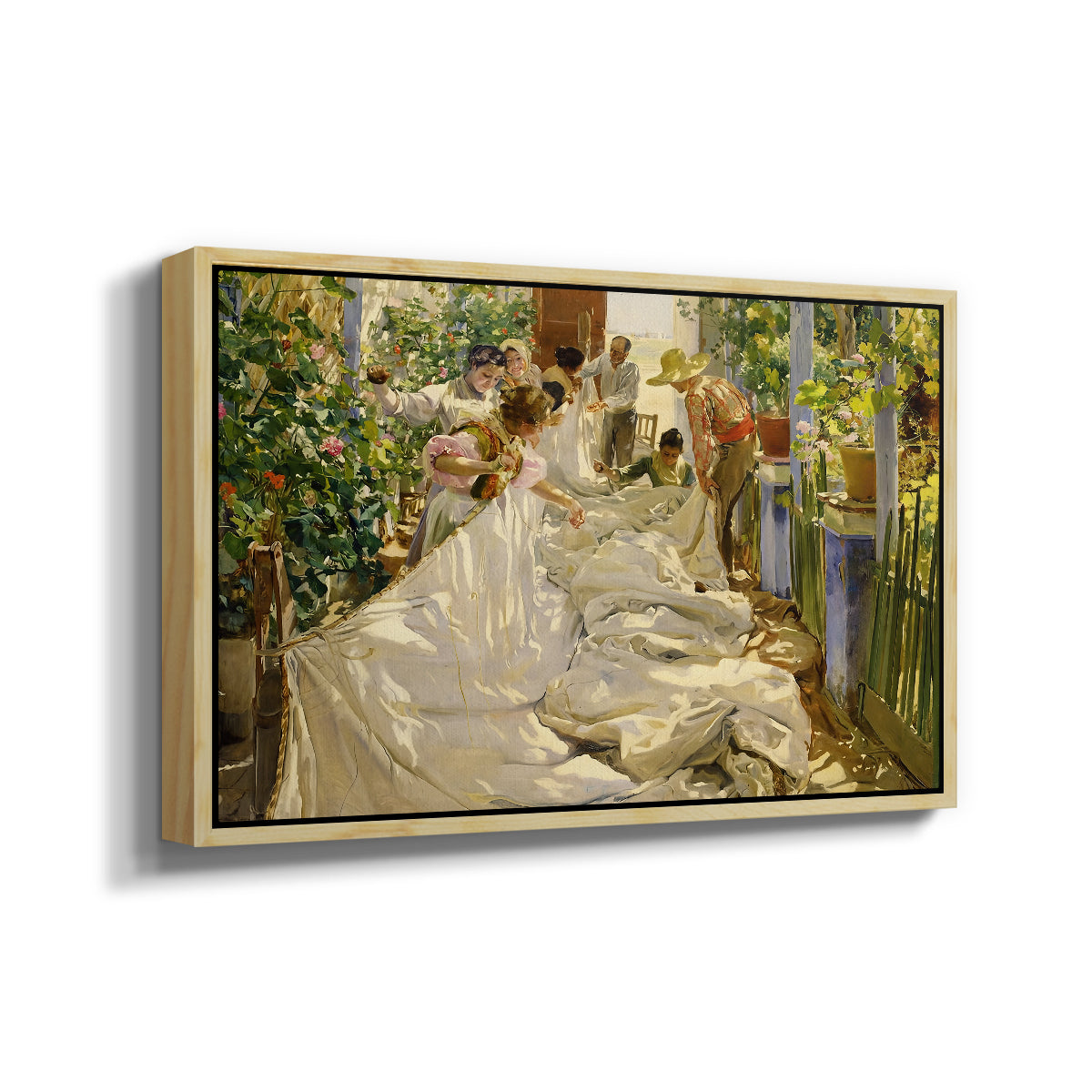 Sewing the Sail, 1896 - Floater Framed Canvas Print