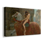 Canvas art print featuring a narrative scene with woman on horseback, displayed at an angle
