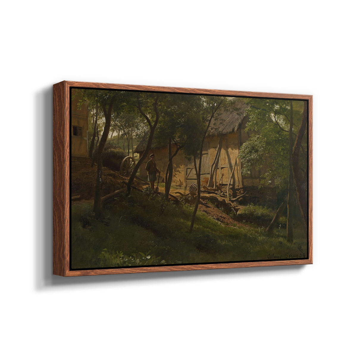 German Farm, 1859 - Floater Framed Canvas Print